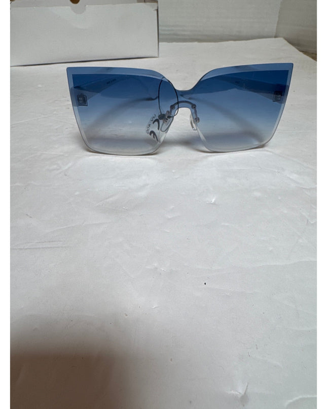 Rimless Cat Eye Sunglasses UV400 Women Light Blue Lens White New