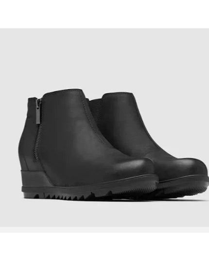 SOREL Evie Zip Women's Black Waterproof Leather Bootie 6.5 New
