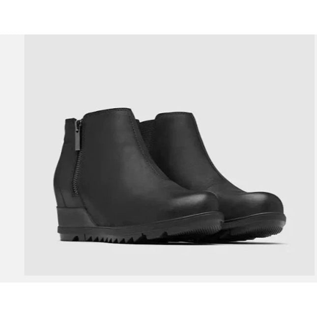 SOREL Evie Zip Women's Black Waterproof Leather Bootie 6.5 New