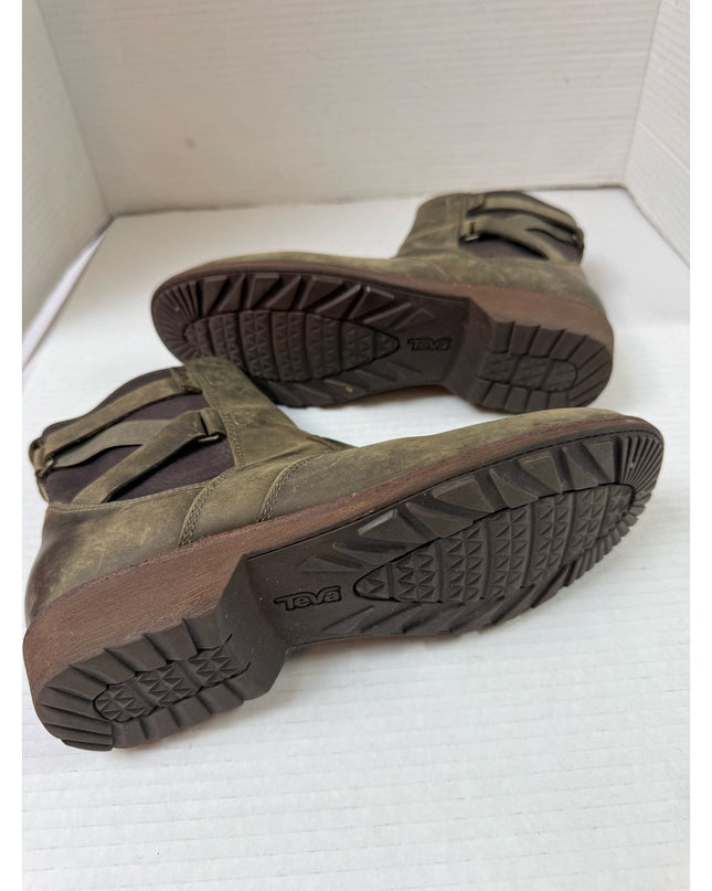 Teva Ellery Women’s Waterproof Boots Olive Green Size 8.5