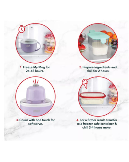 Dash My Mug Soft Serve Ice Cream Maker Purple 20-Min Cycle New