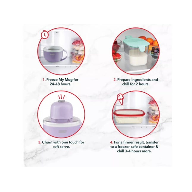 Dash My Mug Soft Serve Ice Cream Maker Purple 20-Min Cycle New