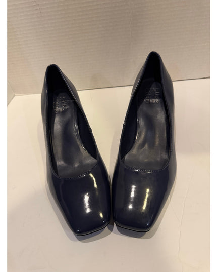 Naturalizer Karina Blue Patent Block Heel Square Toe Pump 8.5W