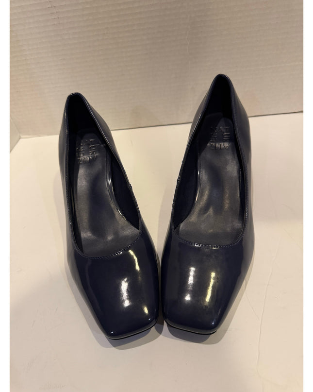 Naturalizer Karina Blue Patent Block Heel Square Toe Pump 8.5W