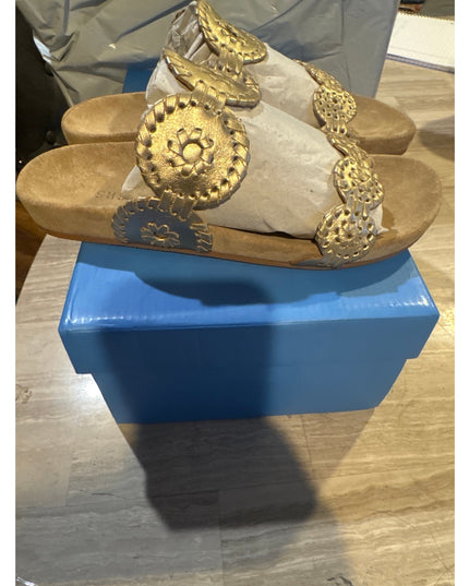 Jack Rogers Lauren Comfort Wedge Sandals Women's Size 6 Gold New