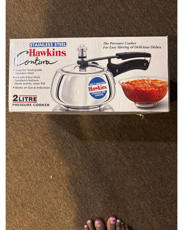 Hawkins Contura 2 Litre Pressure Cooker Silver STAINLESS STEELNIB
