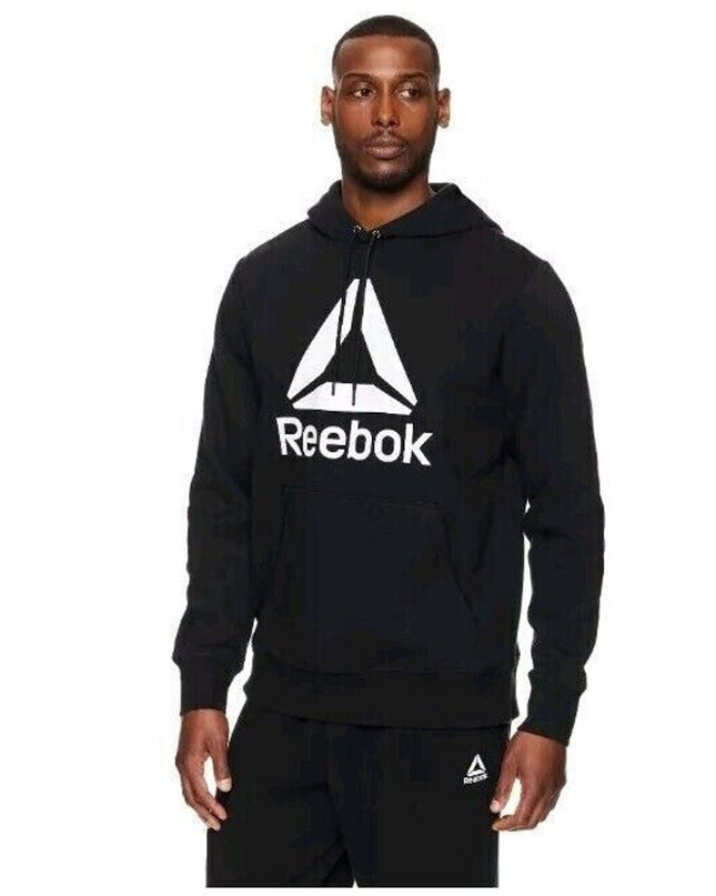 Reebok Men's Black Delta Logo Long Sleeve Hoodie Size M NWT