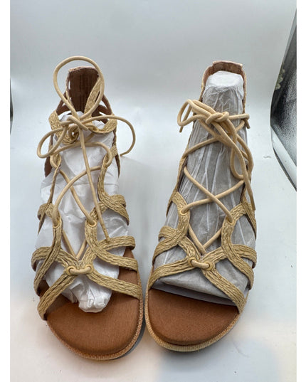 Gentle Souls Break My Heart Gladiator Sandals Natural Raffia Women's 9.5