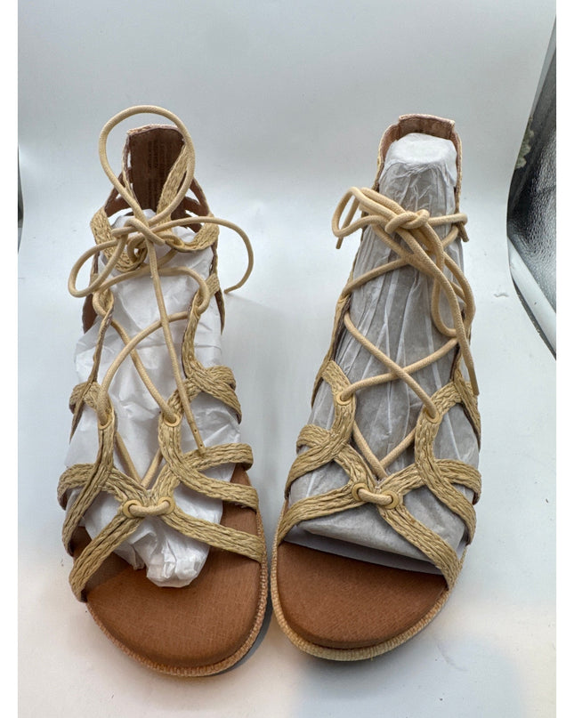Gentle Souls Break My Heart Gladiator Sandals Natural Raffia Women's 9.5