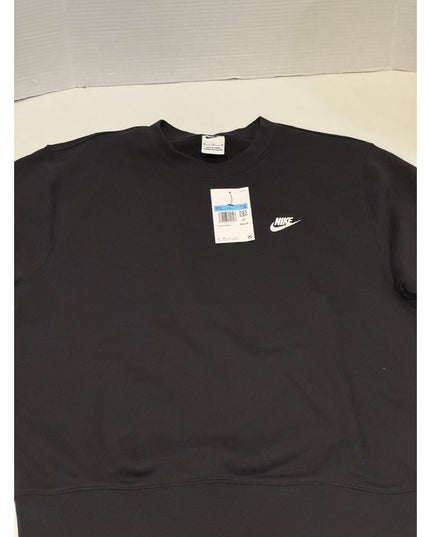 Nike Men's Club Fleece Sweatshirt Black Fleece Pullover Sport Casual Crewneck M