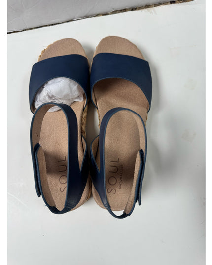 SOUL Naturalizer Womens Deara Platform Flat Sandals - 9.5 Medium  blue new