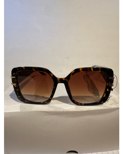 Women's High Fashion UV400 Tortoiseshell frame Gold link Temple Sunglasses