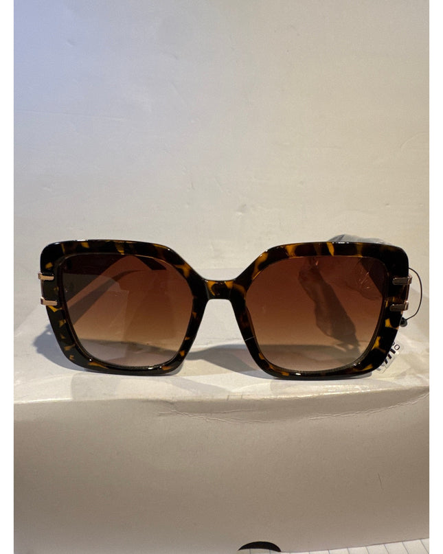 Women's High Fashion UV400 Tortoiseshell frame Gold link Temple Sunglasses