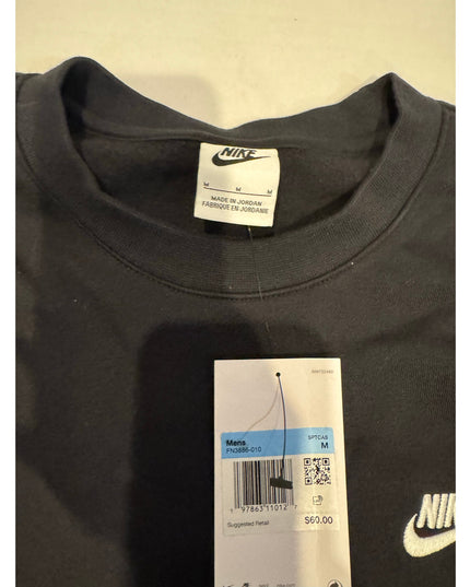 Nike Men's Club Fleece Sweatshirt Black Fleece Pullover Sport Casual Crewneck M