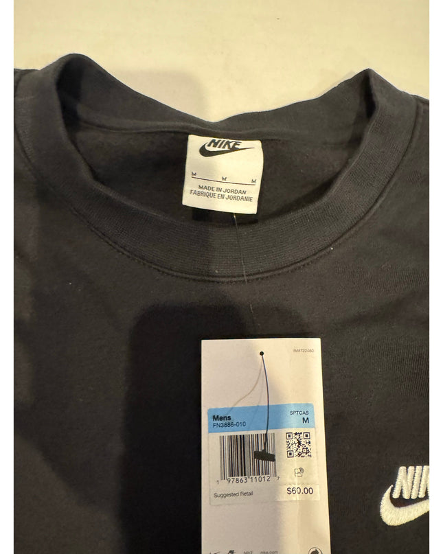 Nike Men's Club Fleece Sweatshirt Black Fleece Pullover Sport Casual Crewneck M