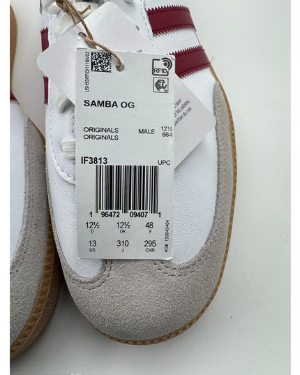 Adidas Samba OG Men's White Burgundy Leather Sneaker 13 NWOB
