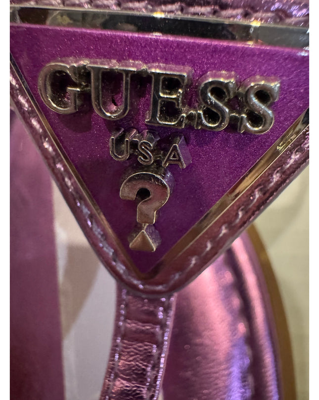 Guess Womens Rainey Faux Leather Logo T-Strap Sandals 9.5 M dark pink 650 new