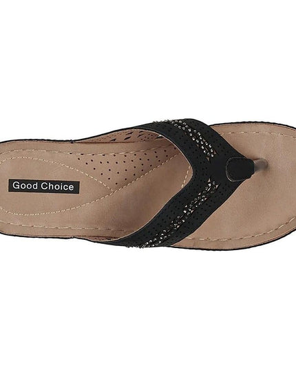 Good Choice Bari Faux Suede Wedge Sandals Women's Size 7.5M Black
