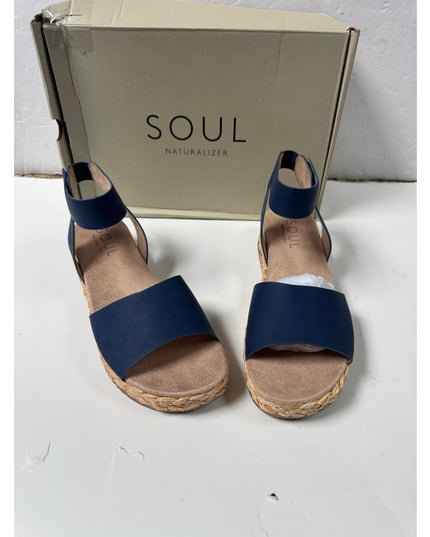 SOUL Naturalizer Womens Deara Platform Flat Sandals - 9.5 Medium  blue new
