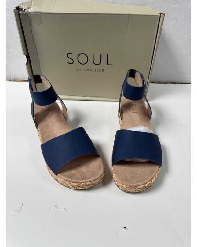 SOUL Naturalizer Womens Deara Platform Flat Sandals - 9.5 Medium  blue new