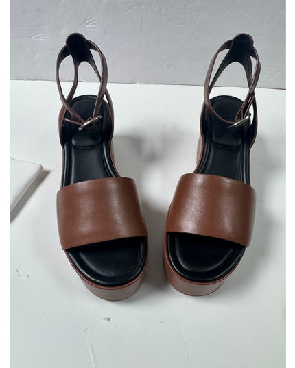 Vince Womens Phillipa   Leather Platform Ankle Strap Sandals  brown 8.5 new