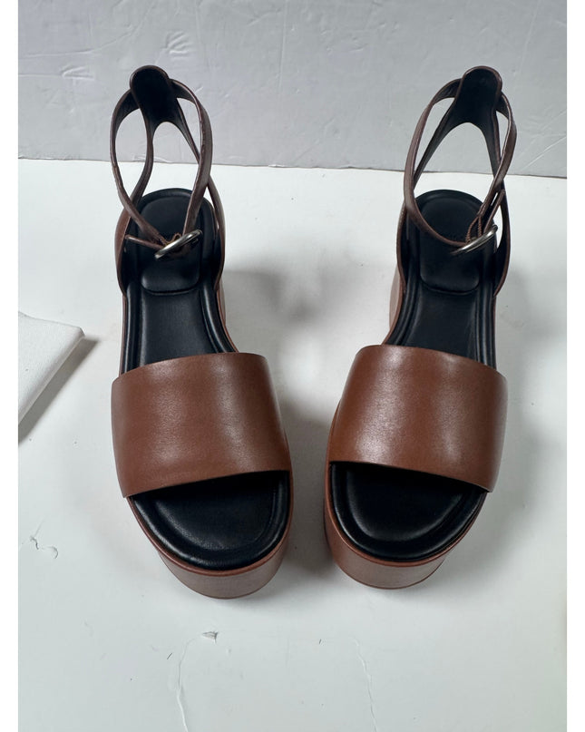 Vince Womens Phillipa   Leather Platform Ankle Strap Sandals  brown 8.5 new