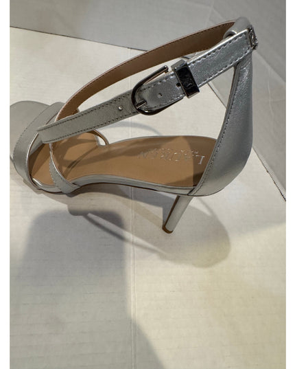 Lauren Ralph Lauren Gabriele women Silver Leather Stiletto heel Sandal 9.5 nwob