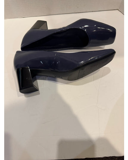 Naturalizer Karina Blue Patent Block Heel Square Toe Pump 8.5W