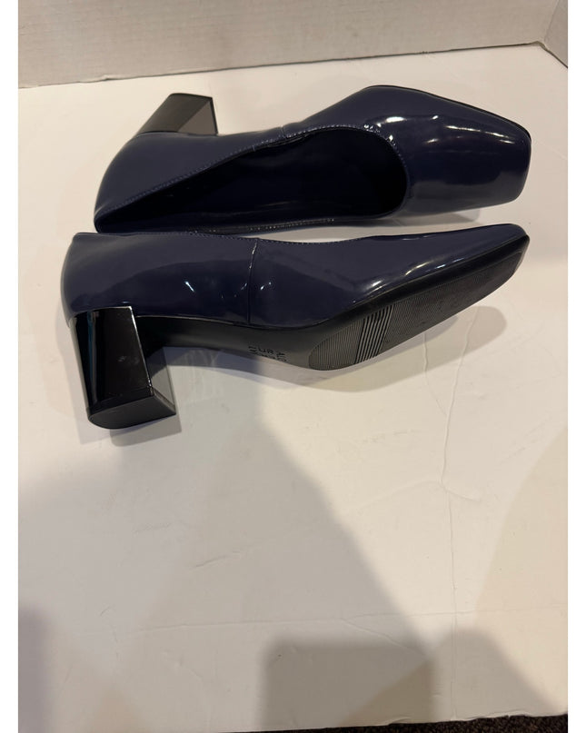 Naturalizer Karina Blue Patent Block Heel Square Toe Pump 8.5W