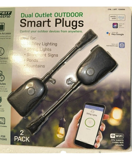 Feit Dual Outlet Outdoor Smart Plug WiFi 2-Pack Alexa Google SIRI
