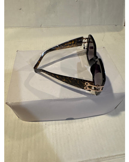 SUNGLASSES HIGH FASHION Tortoiseshell TEXTURED LINKED TEMPLES UV 400 Protection