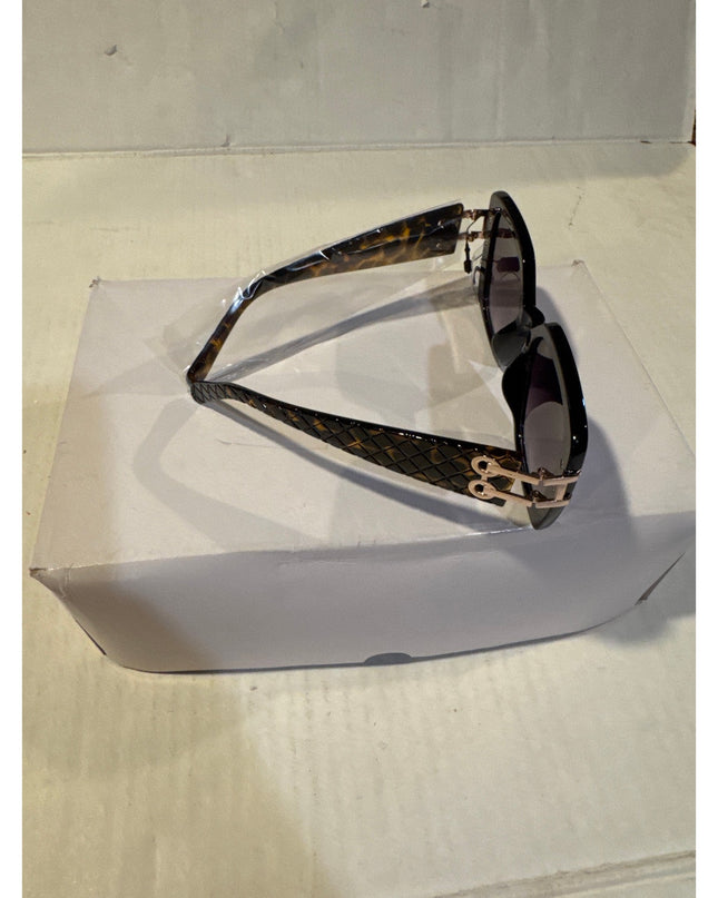 SUNGLASSES HIGH FASHION Tortoiseshell TEXTURED LINKED TEMPLES UV 400 Protection