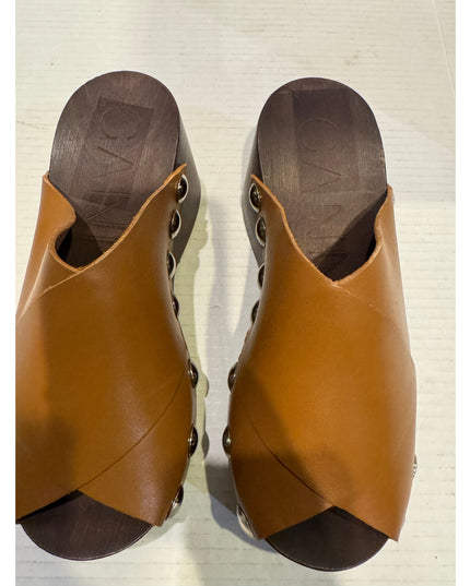 Ganni Retro Stud Detail Women's Tan Clog Sandal EU 36 NWOB