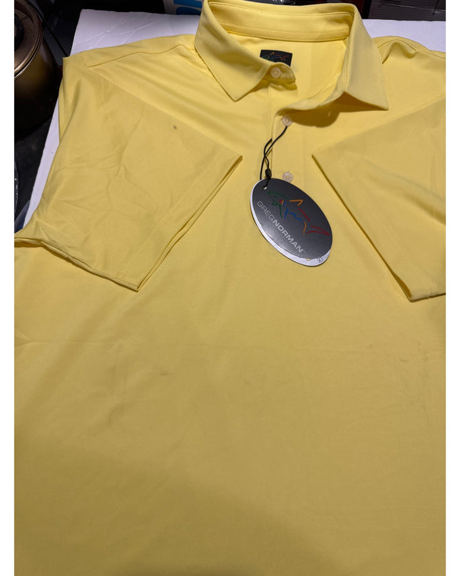 Greg Norman Freedom Micro Pique Men's Yellow Golf Polo Medium New