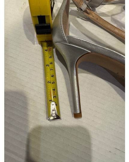 Lauren Ralph Lauren Gabriele women Silver Leather Stiletto heel Sandal 9.5 nwob