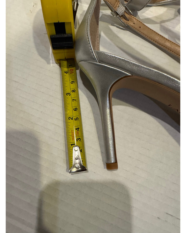 Lauren Ralph Lauren Gabriele women Silver Leather Stiletto heel Sandal 9.5 nwob
