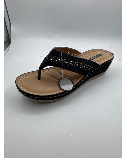 Good Choice Bari Faux Suede Wedge Sandals Women's Size 7.5M Black