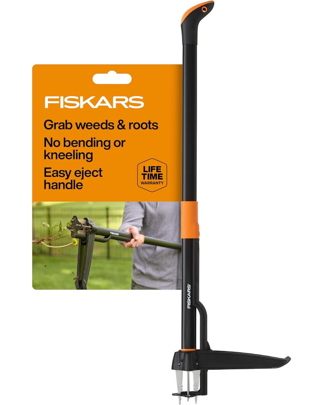 Fiskars 4-Claw Stand Up Weed Puller Tool, Gardening Hand Weeding Tool