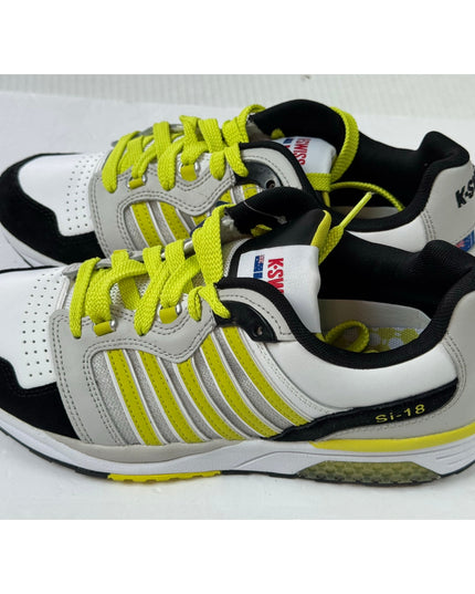K-Swiss Rannell Men's White Black Gray Neon Sneaker Size 8.5 NWOB