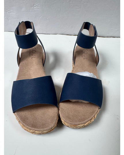 SOUL Naturalizer Womens Deara Platform Flat Sandals - 9.5 Medium  blue new