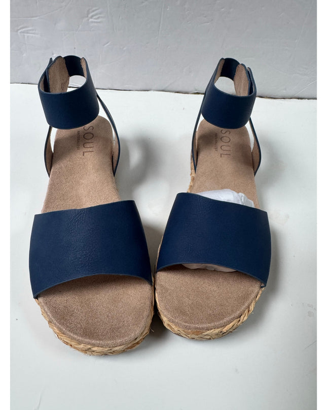SOUL Naturalizer Womens Deara Platform Flat Sandals - 9.5 Medium  blue new