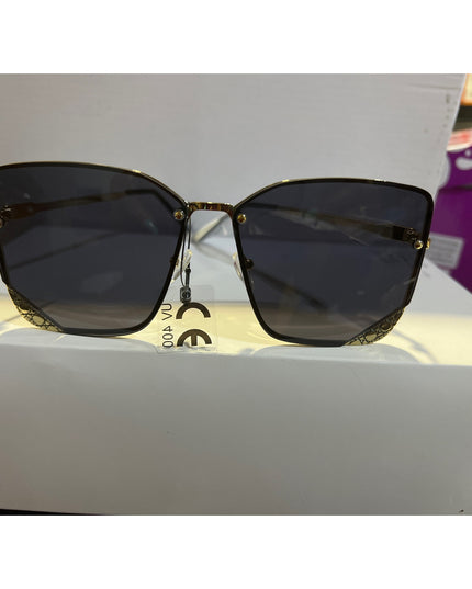 UV400 Rimless Gold Trim Steel Frame Sunglasses Amber Unisex New