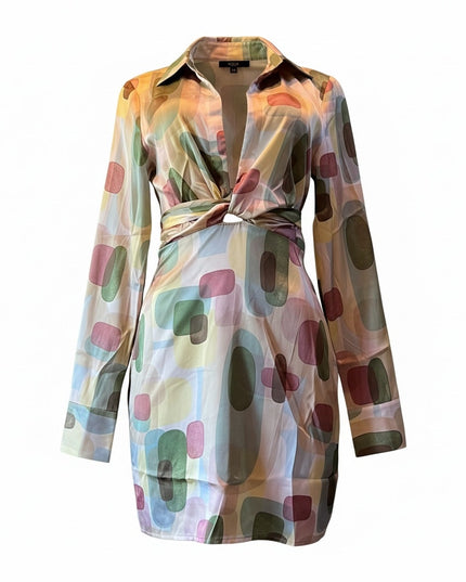 FORE Women's Sage Multicolor Dress 100% Polyester Casual Boho