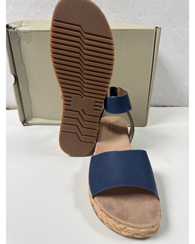 SOUL Naturalizer Womens Deara Platform Flat Sandals - 9.5 Medium  blue new