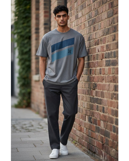 Hurley Icon Slash Push Through Men's Gray Heather T-Shirt Large