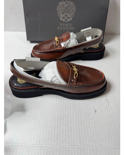 Vince Camuto Torrie Women's Brown Platform Slingback Loafer Flat 9