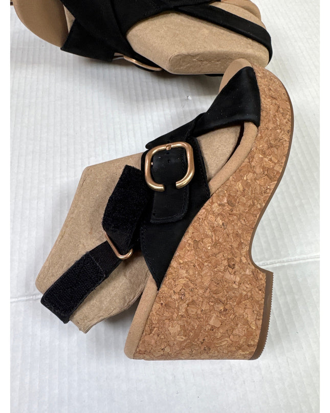 Clarks Collection Women's Giselle Dove Wedge Sandals Black  nubuck Size 7