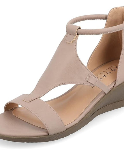 Journey Collection Women's Trayle Wedge Sandal Size 7.5M Taupe New