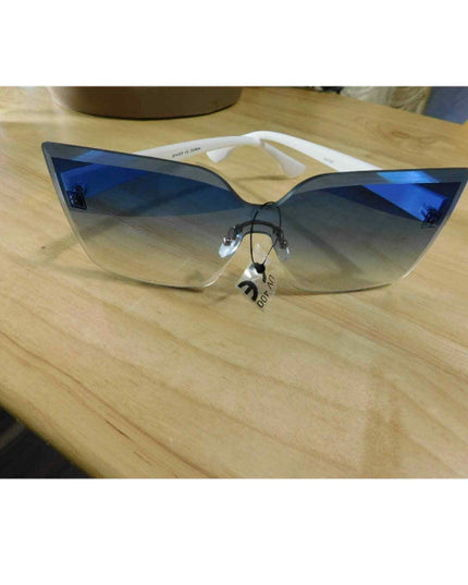 Rimless Cat Eye Sunglasses UV400 Women Light Blue Lens White New