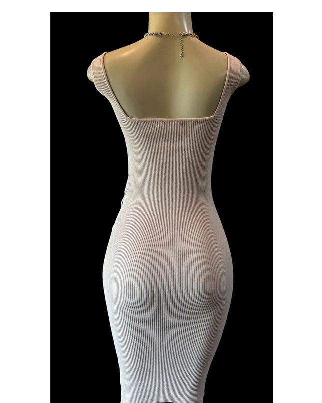 Women's Sleeveless Ribbed Midi  Dress Stretchy Viscose S M L new